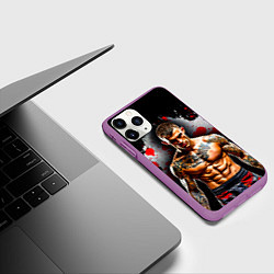 Чехол iPhone 11 Pro матовый Дастин Порье на черном, цвет: 3D-фиолетовый — фото 2
