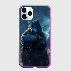 Чехол iPhone 11 Pro матовый Волк в доспехах, цвет: 3D-фиолетовый