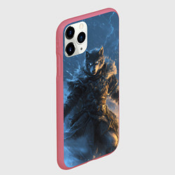 Чехол iPhone 11 Pro матовый Волк и молния, цвет: 3D-малиновый — фото 2