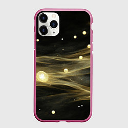 Чехол iPhone 11 Pro матовый Золотистый свет на черной текстуре, цвет: 3D-малиновый