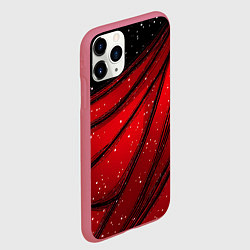 Чехол iPhone 11 Pro матовый Красно-черная текстура с белыми точками, цвет: 3D-малиновый — фото 2