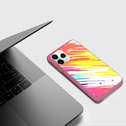 Чехол iPhone 11 Pro матовый Брызги краски на белом фоне, цвет: 3D-малиновый — фото 2