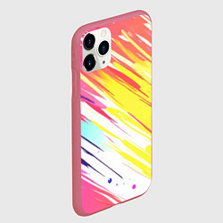 Чехол iPhone 11 Pro матовый Брызги краски на белом фоне, цвет: 3D-малиновый — фото 2