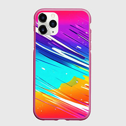 Чехол iPhone 11 Pro матовый Радужные брызги краски текстура