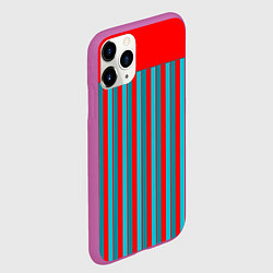 Чехол iPhone 11 Pro матовый Красно синий комбинированный узор с полосами, цвет: 3D-фиолетовый — фото 2