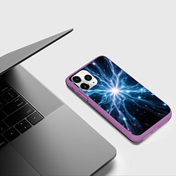 Чехол iPhone 11 Pro матовый Всплеск света и звезды - космическая абстракция, цвет: 3D-фиолетовый — фото 2