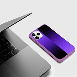 Чехол iPhone 11 Pro матовый Чёрно-сиреневый градиент пополам, цвет: 3D-фиолетовый — фото 2