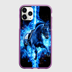 Чехол iPhone 11 Pro матовый Лошадь из конного спорта в огне