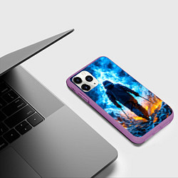 Чехол iPhone 11 Pro матовый Лыжник в огне, цвет: 3D-фиолетовый — фото 2