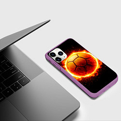 Чехол iPhone 11 Pro матовый Гандбольный мяч в огне, цвет: 3D-фиолетовый — фото 2
