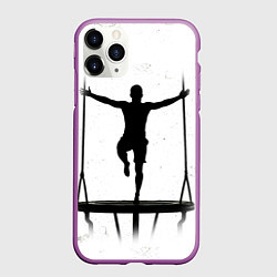 Чехол iPhone 11 Pro матовый Прыжки на батуте черно-белое, цвет: 3D-фиолетовый