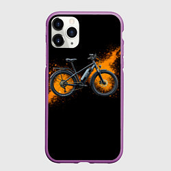 Чехол iPhone 11 Pro матовый Электровелосипед на черном, цвет: 3D-фиолетовый