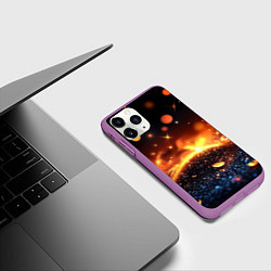 Чехол iPhone 11 Pro матовый Оранжевое боке на черном, цвет: 3D-фиолетовый — фото 2