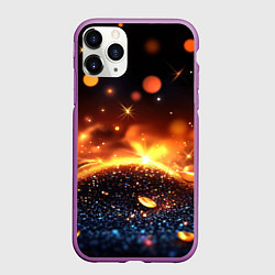 Чехол iPhone 11 Pro матовый Оранжевое боке на черном