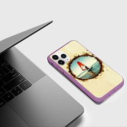 Чехол iPhone 11 Pro матовый Виндсерфер на бежевом, цвет: 3D-фиолетовый — фото 2