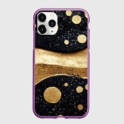 Чехол iPhone 11 Pro матовый Золотая объемная абстракция - текстура, цвет: 3D-фиолетовый