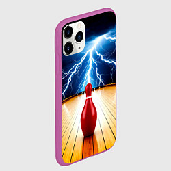 Чехол iPhone 11 Pro матовый Кегля для боулинга и молния, цвет: 3D-фиолетовый — фото 2