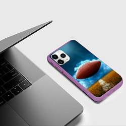 Чехол iPhone 11 Pro матовый Мяч для американского футбола синий дым, цвет: 3D-фиолетовый — фото 2
