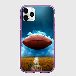 Чехол iPhone 11 Pro матовый Мяч для американского футбола синий дым