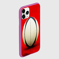 Чехол iPhone 11 Pro матовый Мяч для регби на красном, цвет: 3D-фиолетовый — фото 2