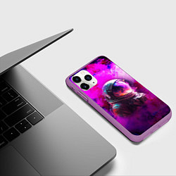 Чехол iPhone 11 Pro матовый Космонавт красочный, цвет: 3D-фиолетовый — фото 2