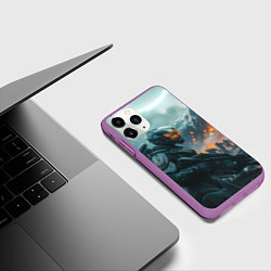 Чехол iPhone 11 Pro матовый Инопланетный боец, цвет: 3D-фиолетовый — фото 2