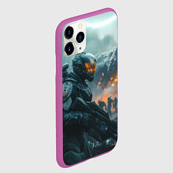 Чехол iPhone 11 Pro матовый Инопланетный боец, цвет: 3D-фиолетовый — фото 2