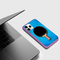 Чехол iPhone 11 Pro матовый Ракетка для настольного тенниса, цвет: 3D-фиолетовый — фото 2