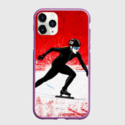 Чехол iPhone 11 Pro матовый Скоростной бег на коньках в красном