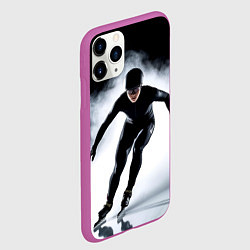 Чехол iPhone 11 Pro матовый Скоростной бег на коньках в черном, цвет: 3D-фиолетовый — фото 2