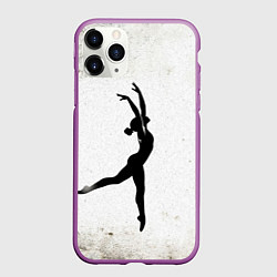 Чехол iPhone 11 Pro матовый Спортивная гимнастика на белом, цвет: 3D-фиолетовый