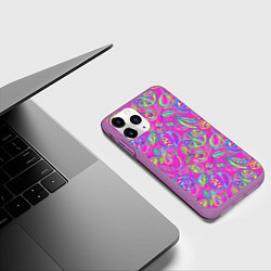 Чехол iPhone 11 Pro матовый Неоновые фрукты, цвет: 3D-фиолетовый — фото 2
