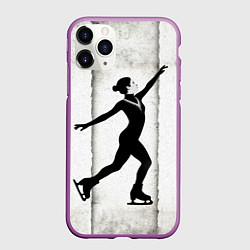 Чехол iPhone 11 Pro матовый Фигуристка на сером