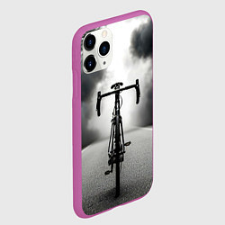 Чехол iPhone 11 Pro матовый Шоссейный велосипед в черном дыму, цвет: 3D-фиолетовый — фото 2
