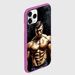 Чехол iPhone 11 Pro матовый Бодибилдер на черном, цвет: 3D-фиолетовый — фото 2