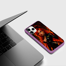 Чехол iPhone 11 Pro матовый Пламенная Мавуика - Genshin Impact, цвет: 3D-фиолетовый — фото 2