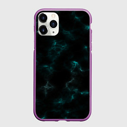 Чехол iPhone 11 Pro матовый Color black turquoise, цвет: 3D-фиолетовый