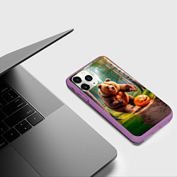 Чехол iPhone 11 Pro матовый Колобок и медведь, цвет: 3D-фиолетовый — фото 2