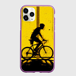 Чехол iPhone 11 Pro матовый Триатлонист на желтом, цвет: 3D-фиолетовый