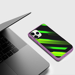 Чехол iPhone 11 Pro матовый Color black green, цвет: 3D-фиолетовый — фото 2