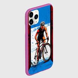 Чехол iPhone 11 Pro матовый Велогонка в троеборье, цвет: 3D-фиолетовый — фото 2