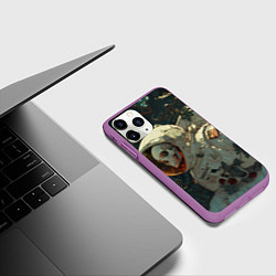 Чехол iPhone 11 Pro матовый Скелет космонавт, цвет: 3D-фиолетовый — фото 2