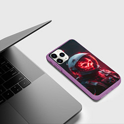 Чехол iPhone 11 Pro матовый Красный скелет космонавта, цвет: 3D-фиолетовый — фото 2