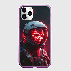 Чехол iPhone 11 Pro матовый Красный скелет космонавта, цвет: 3D-фиолетовый