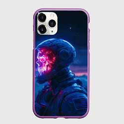 Чехол iPhone 11 Pro матовый Синий космонавт с красным черепом