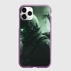 Чехол iPhone 11 Pro матовый Зеленый скелет космонавта