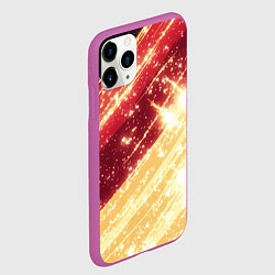 Чехол iPhone 11 Pro матовый Желто-красная текстура с блеском, цвет: 3D-фиолетовый — фото 2