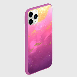 Чехол iPhone 11 Pro матовый Розовый и золотой блеск текстура, цвет: 3D-фиолетовый — фото 2