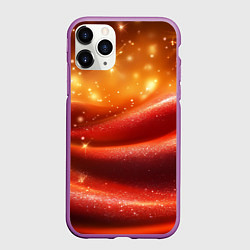 Чехол iPhone 11 Pro матовый Красная волнистая текстура с блеском, цвет: 3D-фиолетовый
