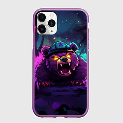 Чехол iPhone 11 Pro матовый Зловещий медведь, цвет: 3D-фиолетовый